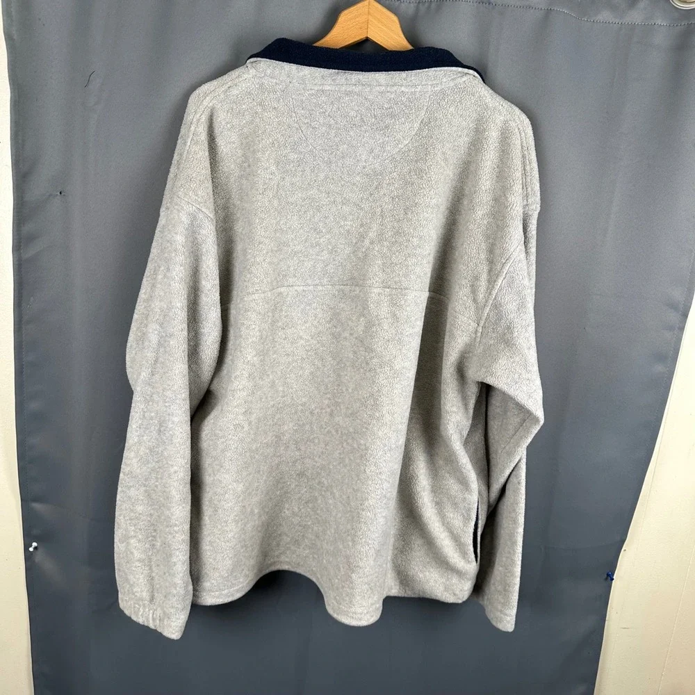 Big Dogs Mens Fleece Quarter Zip Pullover Oatmeal Navy Blue XL RN 64776